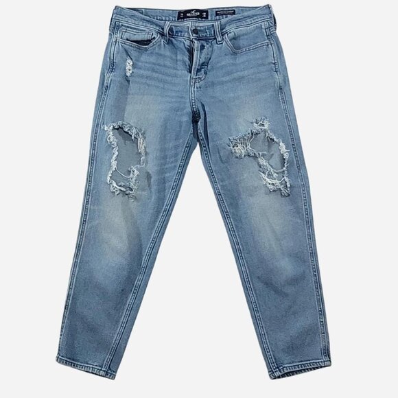 Hollister Distressed Boyfriend Jeans | W28 L25 | Ripped Knees | Mid-Rise - Picture 1 of 5